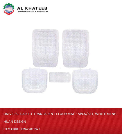 Universl Car Fit Tranparent Floor Mat - 5Pcs/Set, White Meng Huan Design