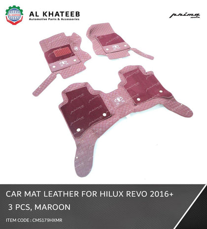 GTK Special Car Leather Floor Mat Hilux 2006-2025, 3Pcs/Set Maroon