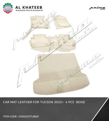 Tucson 2022 GTK Car Floor & Trunk Mat Leather, 4PCS/Set, Beige