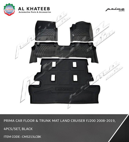 Prima Car Floor & Trunk Mat Land Cruiser FJ200 2008-2019, 4Pcs/Set, Black