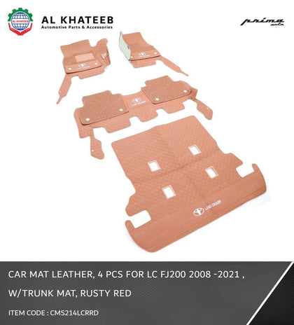 GTK Car Floor Trunk Mat PVC Hair Land Cruiser FJ200 2008-2017, 4Pcs/Set, Rusty Red