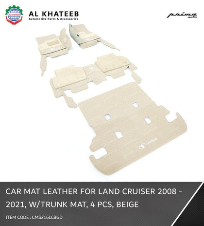 Prima Car Floor & Trunk Mat Leather Land Cruiser FJ200 2008-2021, 4Pcs/Set, Beige