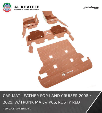 Prima Car Floor & Trunk Mat Leather Land Cruiser FJ200 2008-2021, 4Pcs/Set, Rusty Red