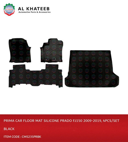 Prima Car Floor Mat Silicone Prado FJ150 2009-2019, 4Pcs/Set Black