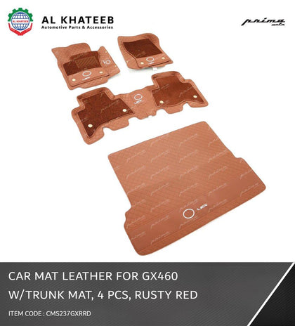 Prima Car Floor & Trunk Mat Leather Gx460 2009-2015, 4Pcs/Set Rusty Red