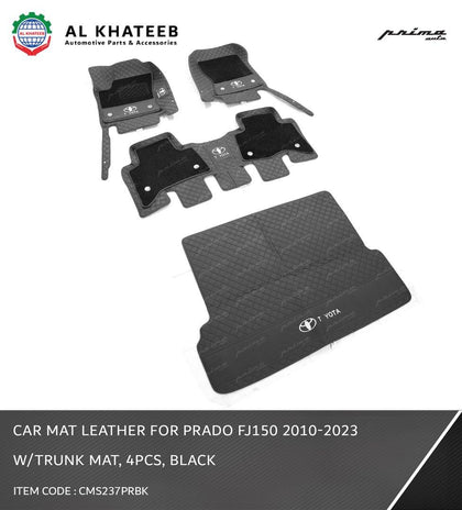 Prima Car Floor & Trunk Mat Leather Prado FJ150 2010-2023, 4Pcs/Set Black