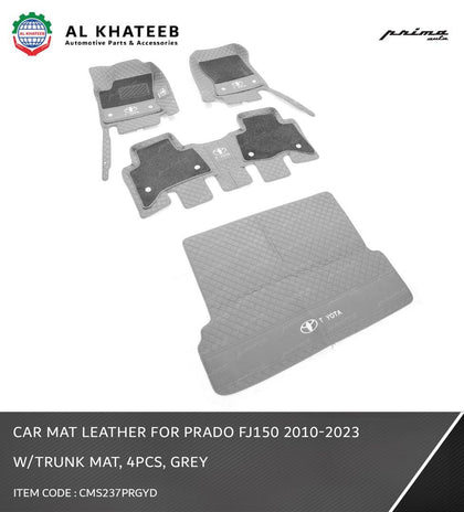 Prima Car Floor & Trunk Mat Leather Prado FJ150 2010-2023, 4Pcs/Set Dark Gray