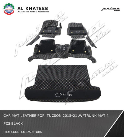 CAR MAT LEATHER FOR  TUCSON 2018 ,W/TRUNK MAT 4 PCS BLACK