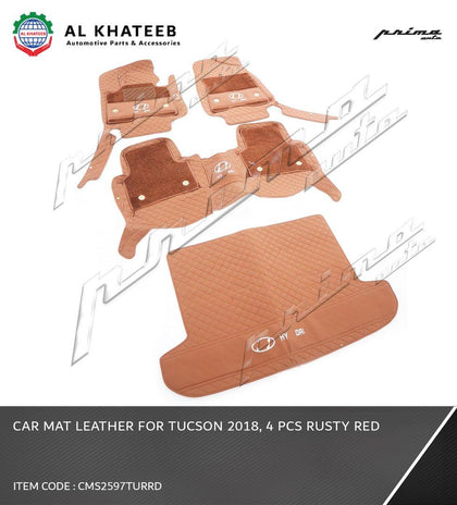 Car Floor Mat Leather Azera 2018, 4Pcs/Set Rusty Red