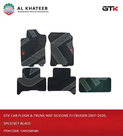 GTK Car Floor & Trunk Mat Silicone FJ Cruiser 2007-2020, 5Pcs/Set Black