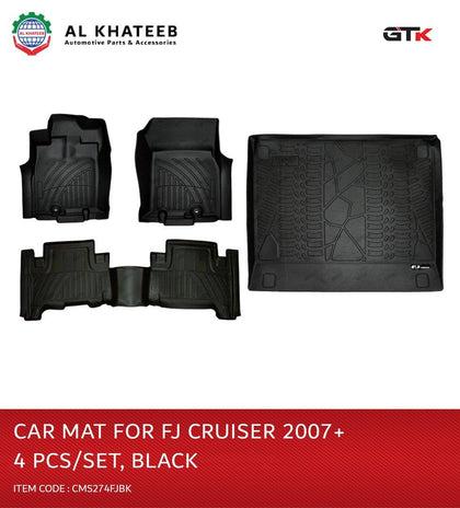 GTK Car Floor & Trunk Mat Silicone FJ Cruiser 2007-2019, 4Pcs/Set Black