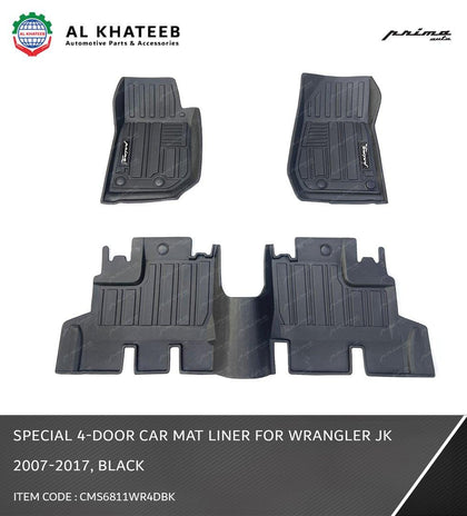 GTK 4-Door Car Mat Liner For Wrangler Jk 2007-2017, Black