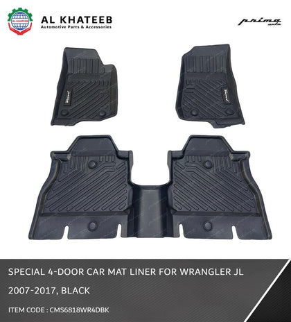 GTK 4-Door Car Mat Liner For Wrangler Jl 2007-2017, Black