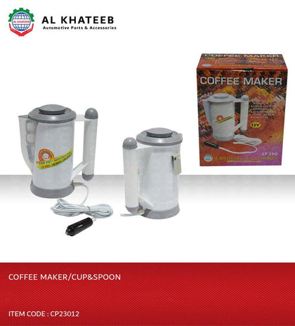 Portable 12V Car Kettle Set Motor Home Water Heater Boiler Tea With Cups & Spoon