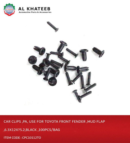 Car Clips use for Front Fenser, Mud Flap 6.3X12X5.2 Black 100PCS/BAG
