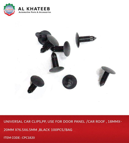 Universal Car Clips PP Use for Door Panel/Car Roof 18mmX20mmX6.5mmX6.5mm Black 100PCS/Bag