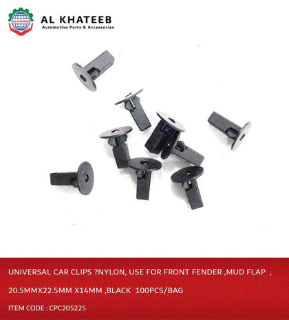 Universal Car Clips Nylon for Front Fender, Mud Flap, 20.5X22.5X14MM Black 100PCS/BAG