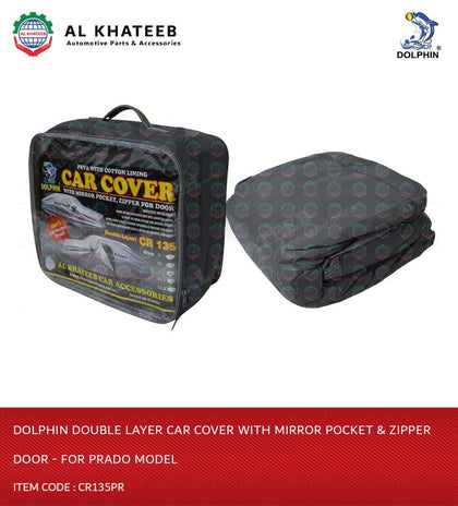 Al Khateeb Dolphin Double Layer Car Cover With Mirror Pocket & Zipper Door - For Prado Model