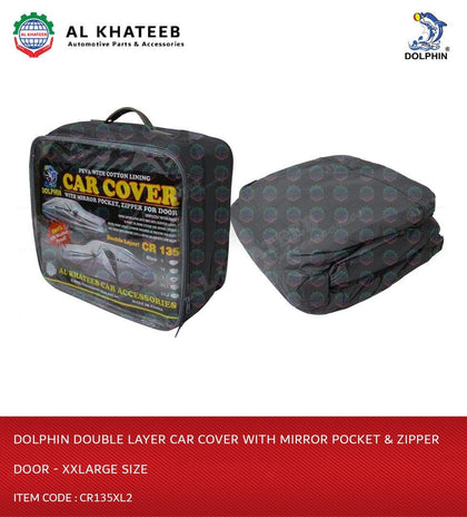 Double Layer Car Cover With Mirror Pocket & Zipper Door - XXLarge Size