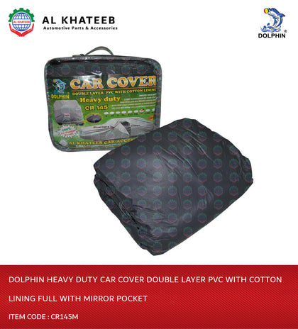 Al Khateeb Dolphin Heavy Duty Car Cover Double Layer PVC With Cotton Lining Full With Mirror Pocket