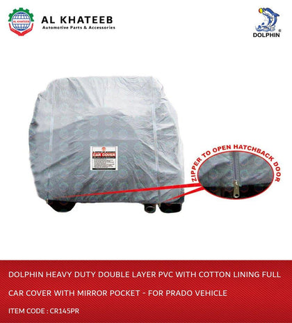 Heavy Duty Double Layer PVC With Cotton Lining Full Car Cover With Mirror Pocket - For Prado Vehicle