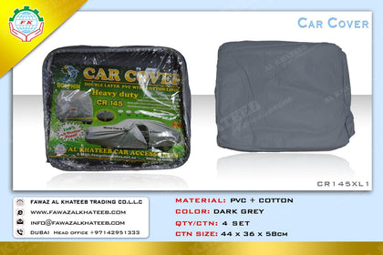 Dolphin Heavy Duty Double Layer PVC With Cotton Lining Full Car Cover With Mirror Pocket - Exra Large Size