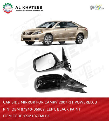 Car Side Mirror for Camry 2007-2011 Powere 3PIN OEM 87940-06909 Black Paint