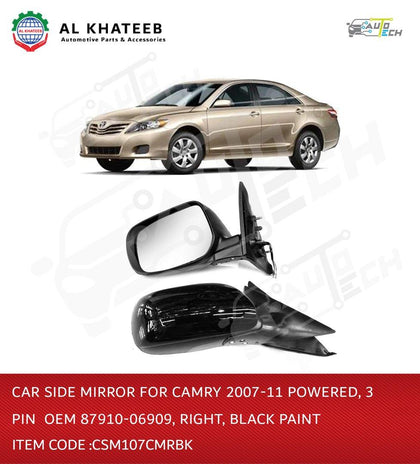 Car Side Mirror for Camry 2007-2011 Powered 3PIN OEM 87910-06909 Right Black Paint