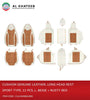 Universal Car Cushion Seat Cover Genuine Leather With Long Headrest Sport Type 11Pcs 5-Seater, Light Beige+Rusty Red