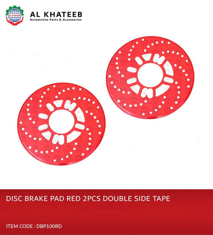 Al Khateeb Universal Auto Car Wheel Disc Brake Pad Trim Decorative Covers With Double Sided Tape, 2Pcs/Set Red