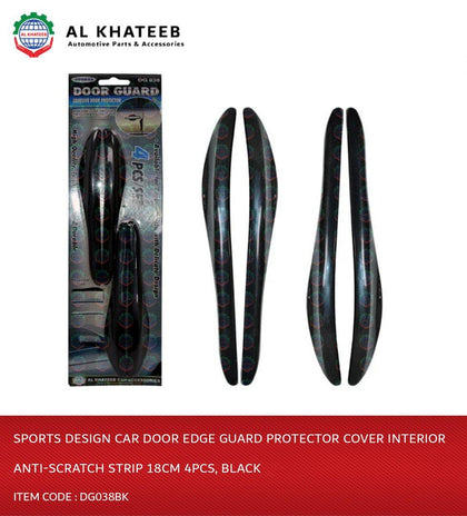 Al Khateeb Sports Design Car Door Edge Guard Protector Cover Interior Anti-Scratch Strip 18Cm 4Pcs, Black