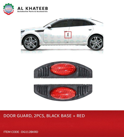 King Tools Universal Car Door Protectors Bump Stop Door Edge Guard Strip Dent Reflectors Clip, Black Base, 2Pcs Red