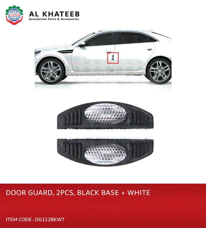 King Tools Universal Car Door Protectors Bump Stop Door Edge Guard Strip Dent Reflectors Clip, Black Base, 2Pcs White