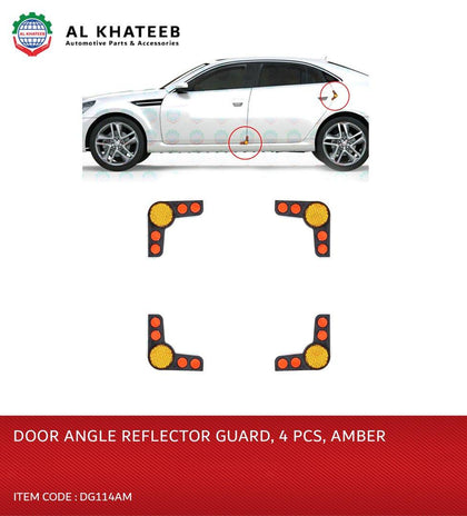 King Tools Universal Car Door Angle Protectors Bump Stop Door Edge Guard Strip Dent Reflectors, 4Pcs Amber