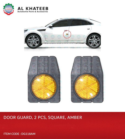 King Tools Universal Car Door Protectors Bump Stop Door Edge Guard Strip Dent Reflectors, Square Design 2Pcs Amber
