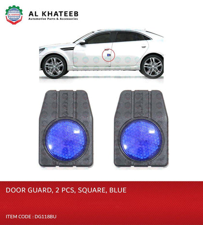 King Tools Universal Car Door Protectors Bump Stop Door Edge Guard Strip Dent Reflectors, Square Design 2Pcs Blue