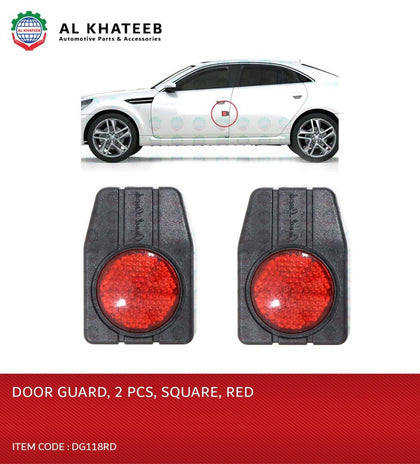 King Tools Universal Car Door Protectors Bump Stop Door Edge Guard Strip Dent Reflectors, Square Design 2Pcs Red