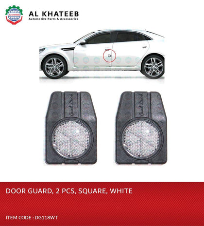 King Tools Universal Car Door Protectors Bump Stop Door Edge Guard Strip Dent Reflectors, Square Design 2Pcs White