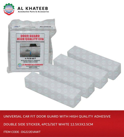 Al Khateeb Universal Car Fit Door Guard With High Quality Adhesive Double Side Sticker, 4Pcs/Set White 12.5X3X2.5Cm