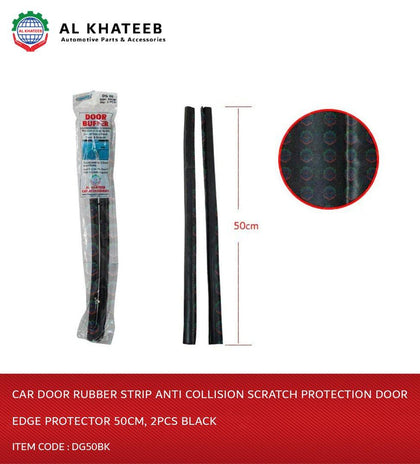 Al Khateeb Car Door Rubber Strip Anti Collision Scratch Protection Door Edge Protector 50Cm, 2Pcs Black