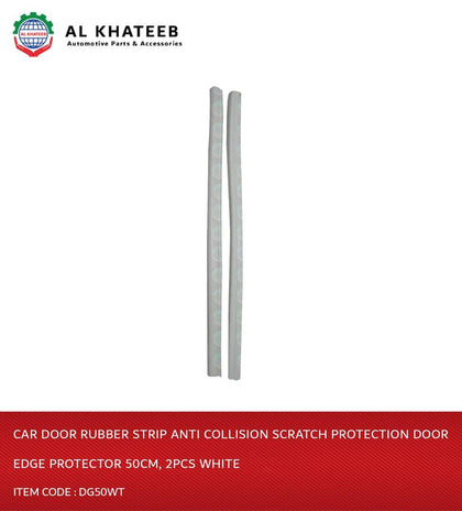 Al Khateeb Car Door Rubber Strip Anti Collision Scratch Protection Door Edge Protector 50Cm, 2Pcs White