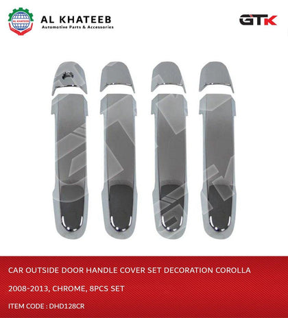 Al Khateeb Car Outside Door Handle Cover Set Decoration Corolla 2008-2013, Chrome, 8Pcs Set