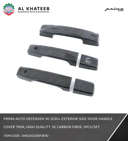 Prima Auto Defender 90 2020-2022 Exterior Side Door Handle Cover Trim High Quality 3K Carbon Fiber 5PCS/Set