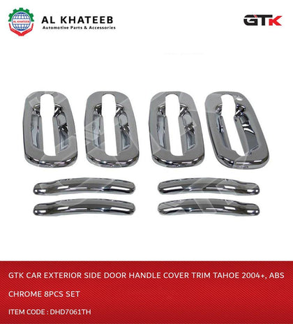 GTK Car Exterior Side Door Handle Cover Trim Tahoe 2004+, ABS Chrome 8Pcs Set