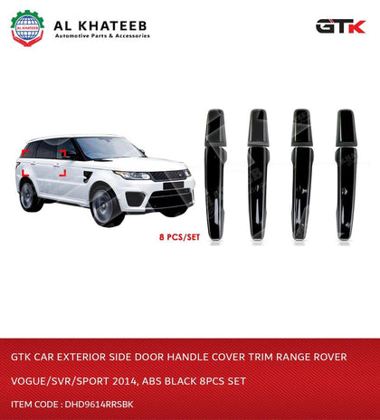 GTK Car Exterior Side Door Handle Cover Trim Range Rover Vogue/Svr/Sport 2014, ABS Black 8Pcs Set