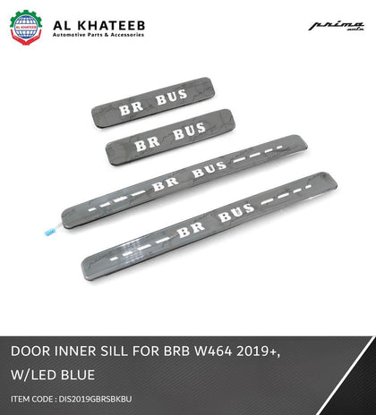 Prima Car Side Door Sill Scuff Plate Trim With Brabus Black Blue LED Illuminated W464 2019+, 4Pcs Set