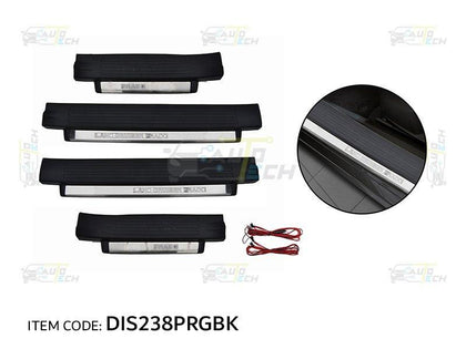 GTK Car Door Inner Sill Scuff Plate Trim With Logo Name Prado Fj150 2018-2021, Black 10Pcs/Set