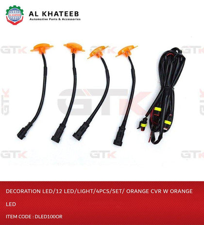 DECORATION LED/12 LED/LIGHT/4PCS/SET/ ORANGE CVR W ORANGE LED