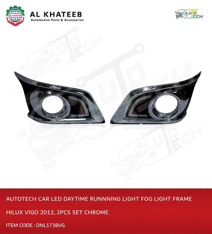 Auto-Tech Car Led Daytime Runnning Light Fog Light Frame Hilux Vigo 2012, 2Pcs Set Chrome