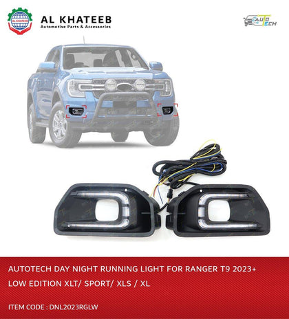 AutoTech Car Daytime Running Light With Wire Set & Fog Lamp Ranger T9 2023+, Low Edition Xlt/Sport/Xls/Xl